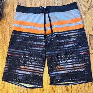 Burnside Black and Orange Board Shorts